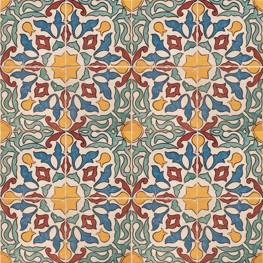 Mosaic House Moroccan tile HPC Custom G 1-18-12-13-22 White Yellow Light Green Light Turquoise Light Pink {hand painted handpainted 6x6}